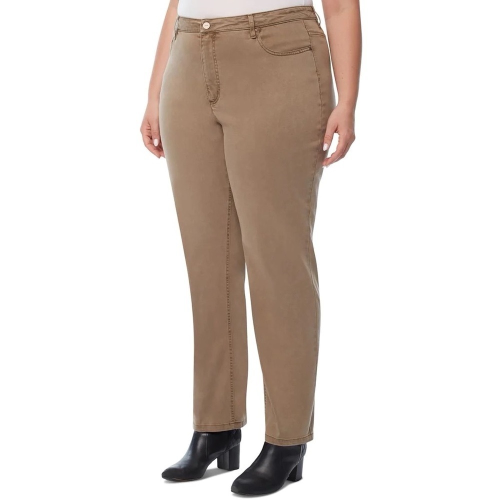 New JONES NEW YORK LEXINGTON STRAIGHT CONTROL TOP STRETCH LEG PANTS MOCHA 10